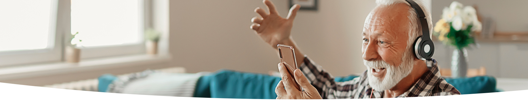 Foto van man met mobiele telefoon